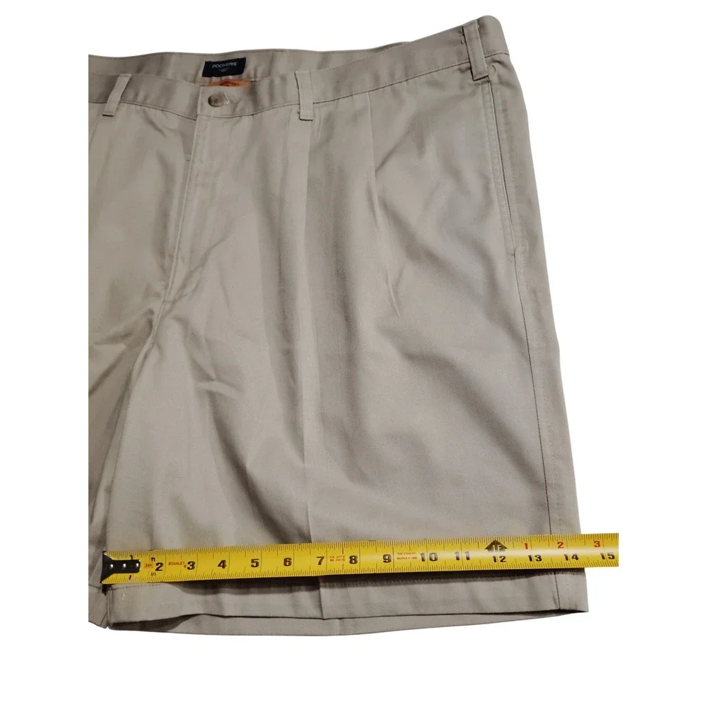 Dockers‎ Mens 46 Khaki Pleated Stain Defender Cotton Chino Shorts 315390725